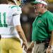 Notre Dame head coach Brian Kelly talks with quarterback Tommy Rees during a t time out in the fourth quarter against Notre Dame on Saturday. Melanie Maxwell I AnnArbor.com